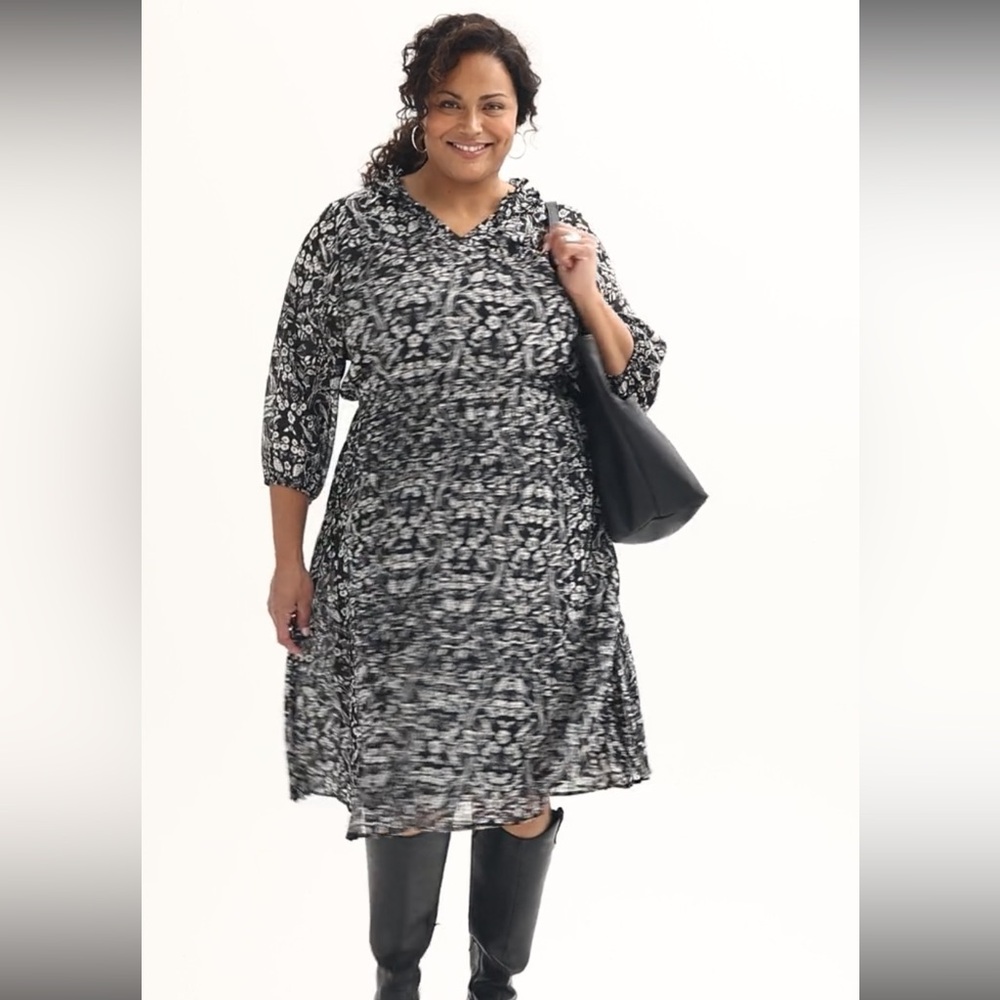 Croft & Barrow Ruffle Neck Dress 2X NWT